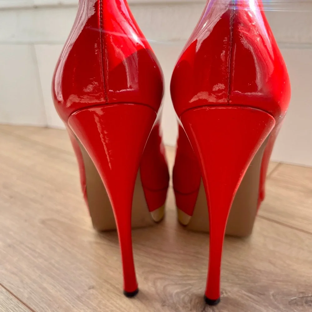 VERSACE Red Patent Leather Ultra High Heels. Y2K - Picture 3 of 7
